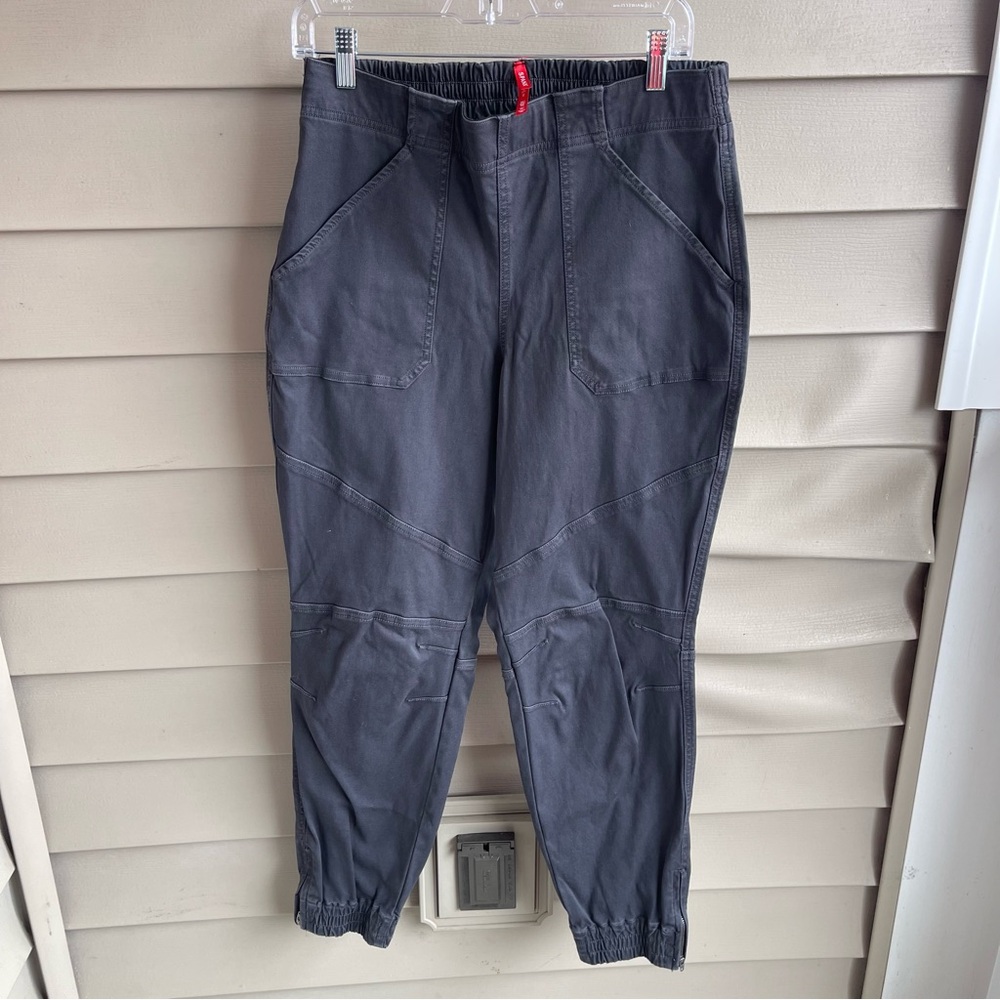 SPANX Stretch Twill Cargo Joggers Gray Utility Pants Jeans Women's Size XL